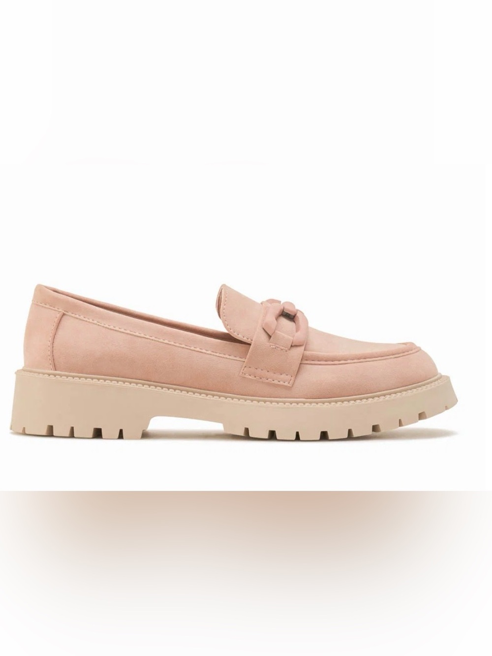 Women’s Pink Faux Suede Lug Sole Loafer by Yellow Size 6